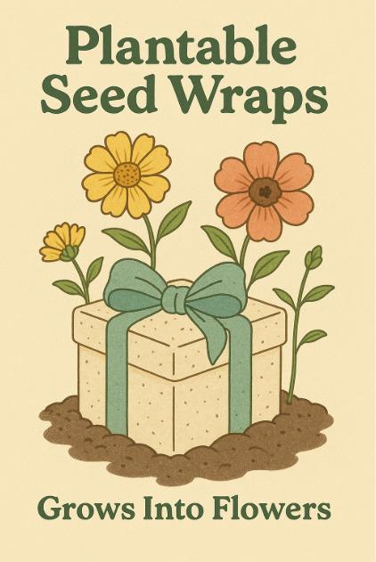 A beautiful sheet of plantable seed wrap paper with visible seeds